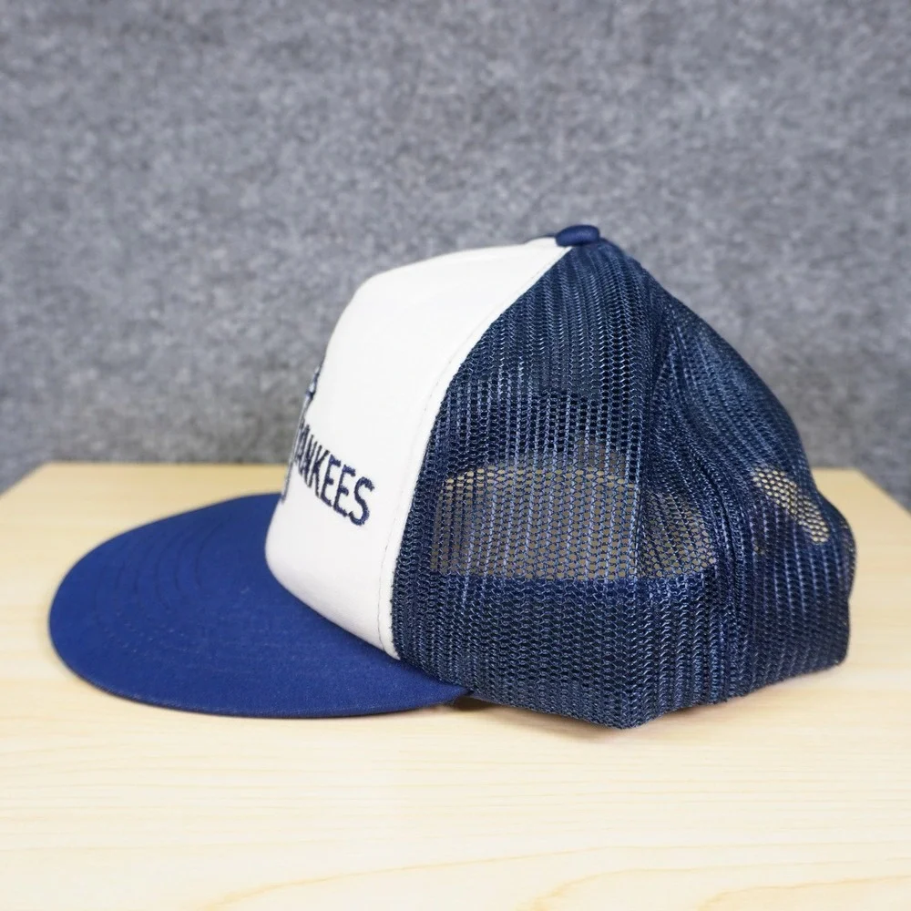 Vintage New York Yankees Trucker Hat Supercap Blue White Mesh Cap 70s 80s